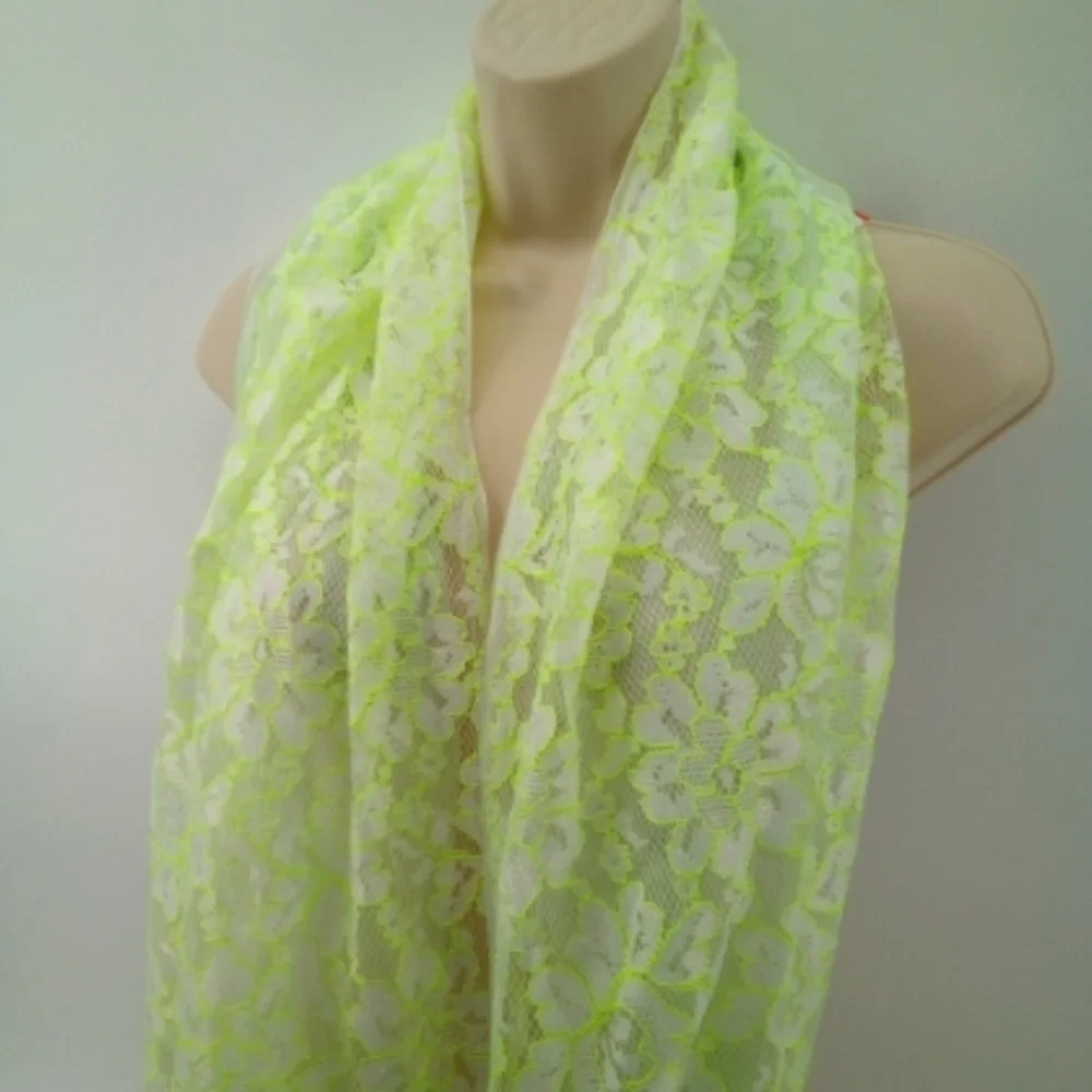 Vintage Lace Lime Neon Floral Infinity Neck Scarf